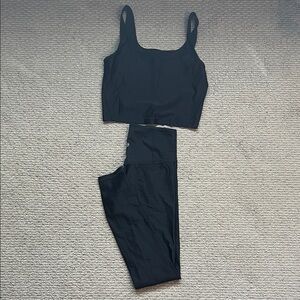 Athleta Black Shine Tank Top and Leggings Set